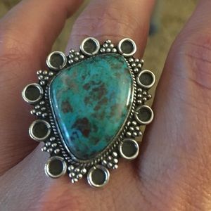 Chrysocolla and Sterling Silver Statement Ring
